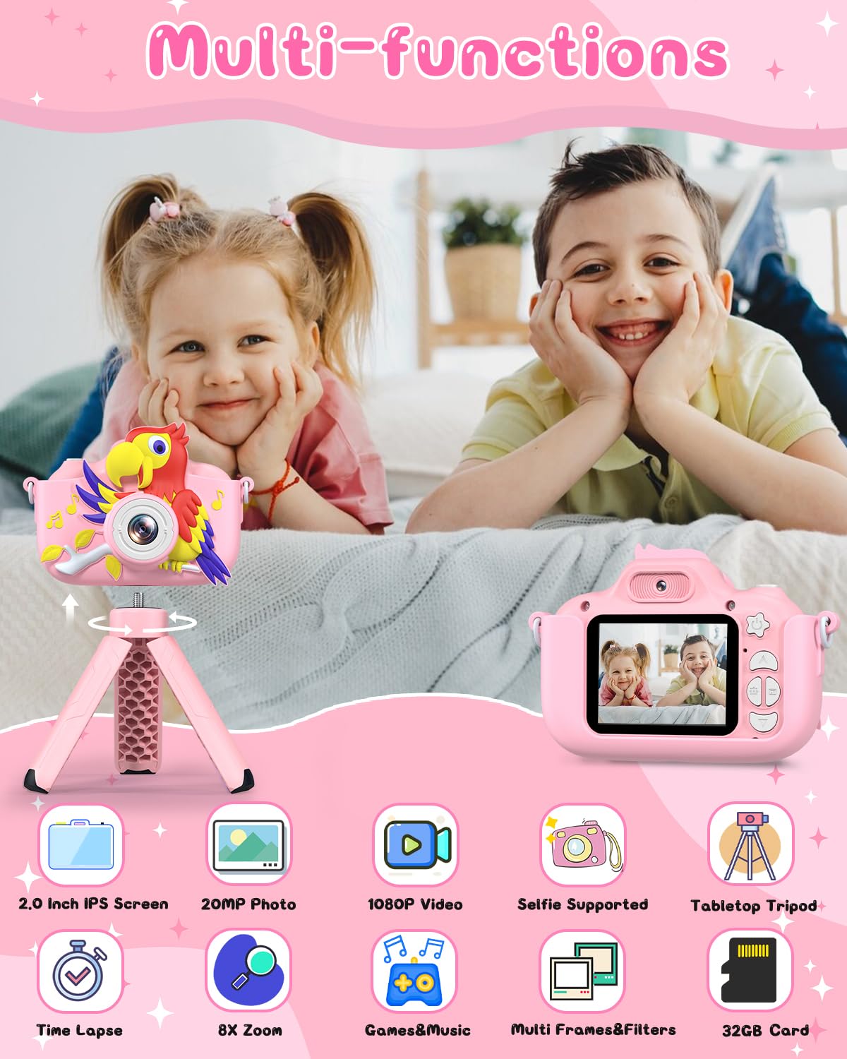 GREENKINDER Kids 1080P Digital Camera for Ages 3-12