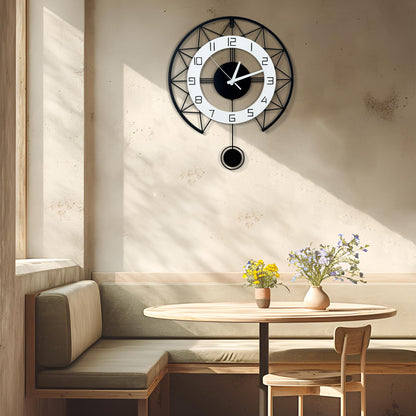 17" Modern Silent Wall Clock with Pendulum