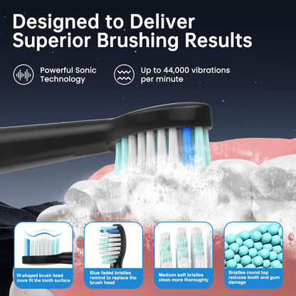 YUNCHI Sonic Electric Toothbrush with 4 Brush Heads