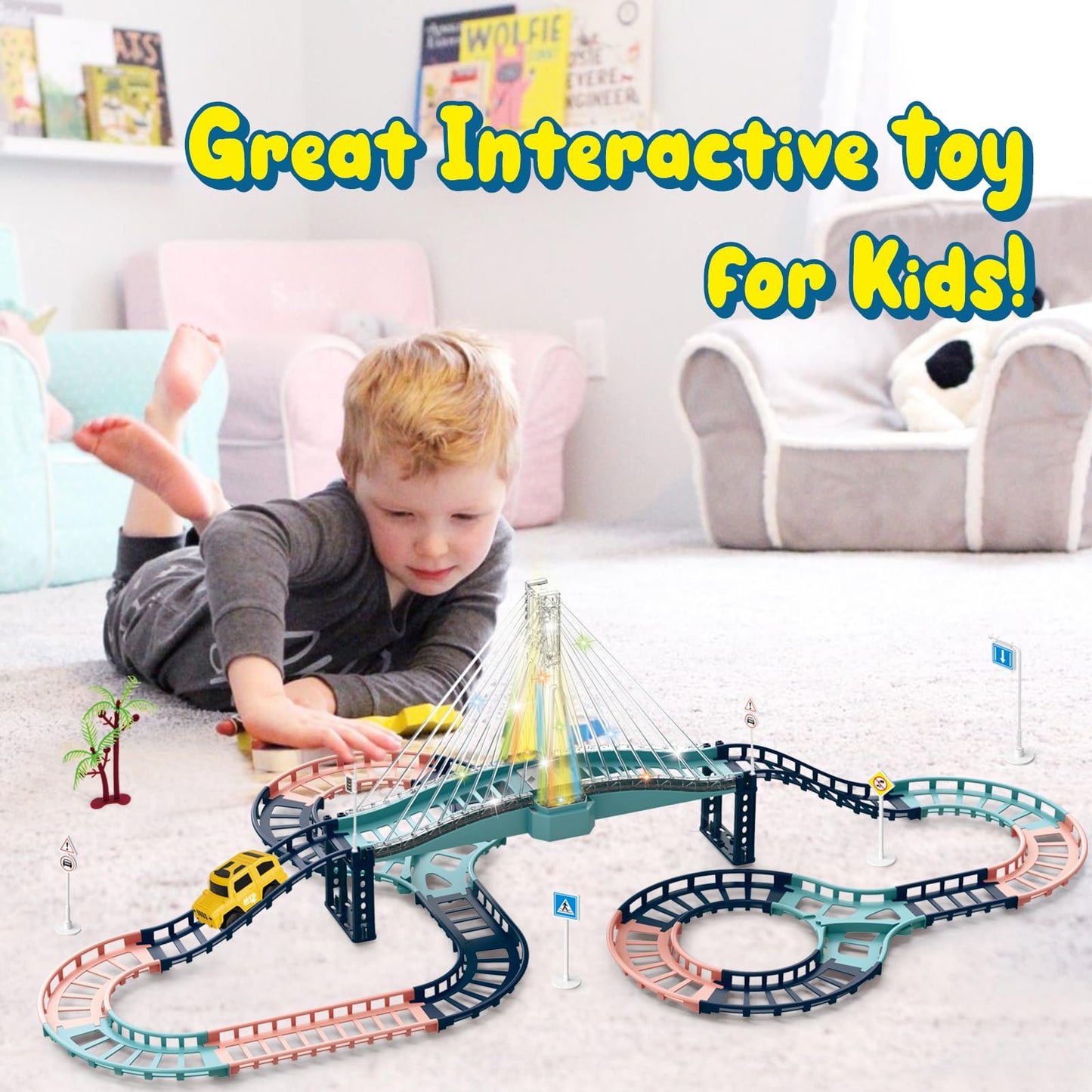 PIXATA Electric Slot Car Track Set for Kids