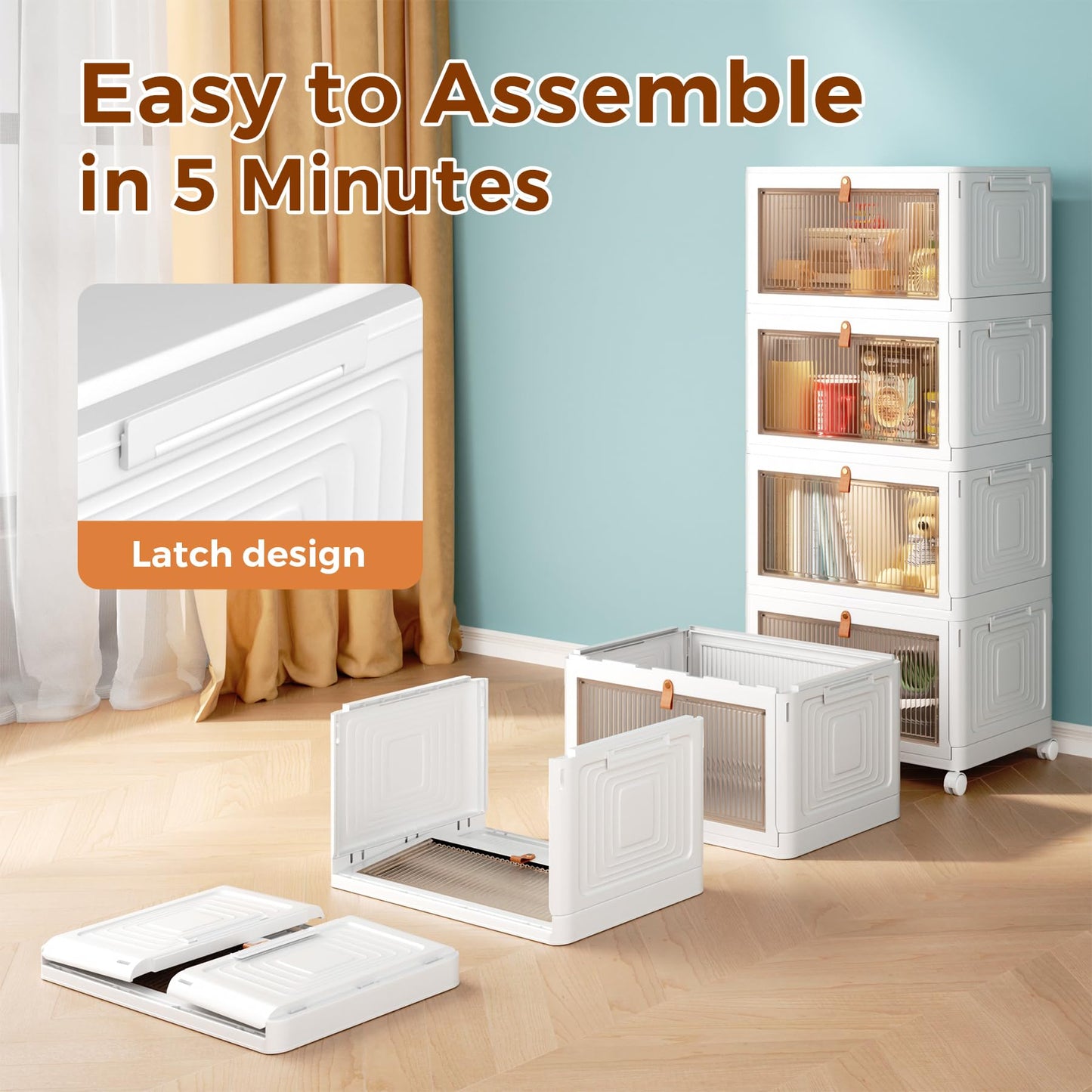4-Tier Stackable Storage Bins with Wheels