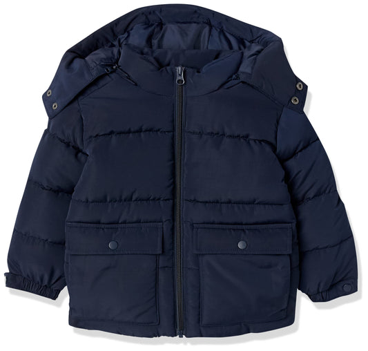 Amazon Essentials Unisex Kids' Recycled Polyester Long Sleeve Puffer Jacket (Previously Amazon Aware), Navy, Small