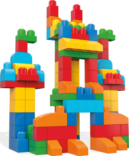 MEGA BLOKS First Builders Toddler Blocks Toys Set, Deluxe Building Bag with 150 Pieces and Storage, Blue, Ages 1+ Years