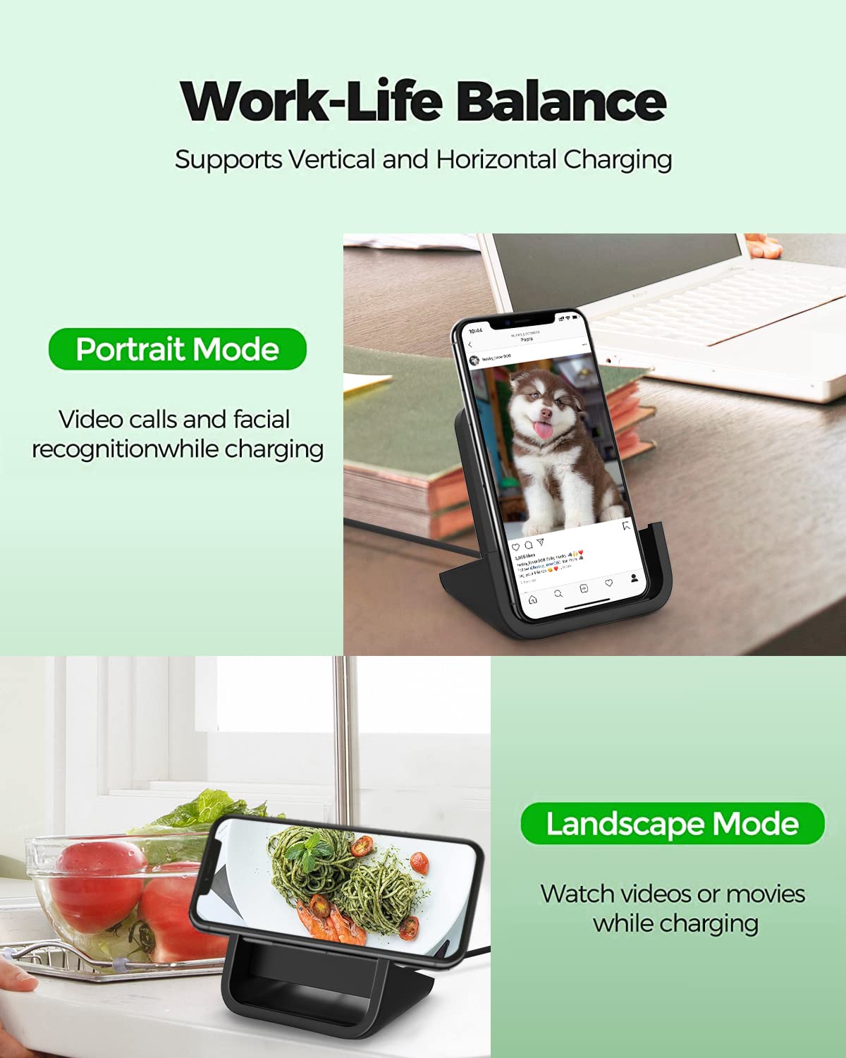 YUWISS Wireless Charging Stand for iPhone & Galaxy