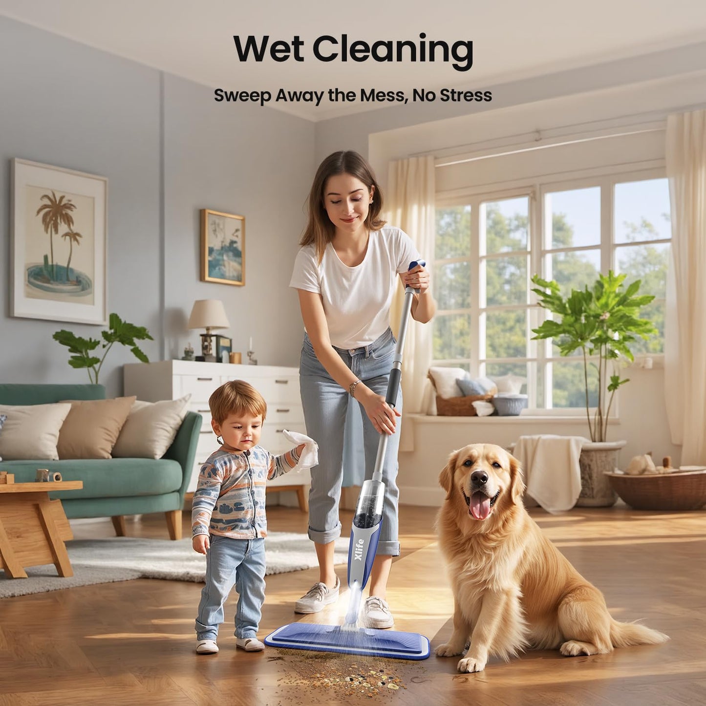 Spray Mop with Refillable Bottle and Microfiber Pads