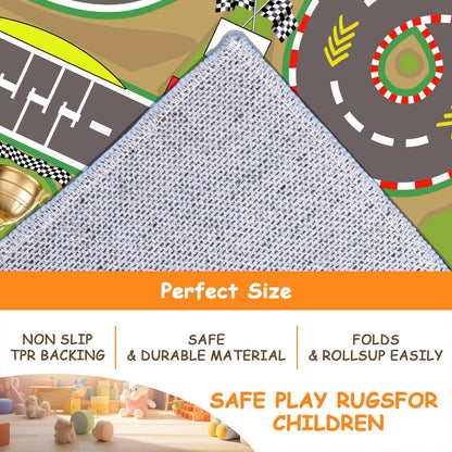 Race Track Playmat Rug for Kids Playroom