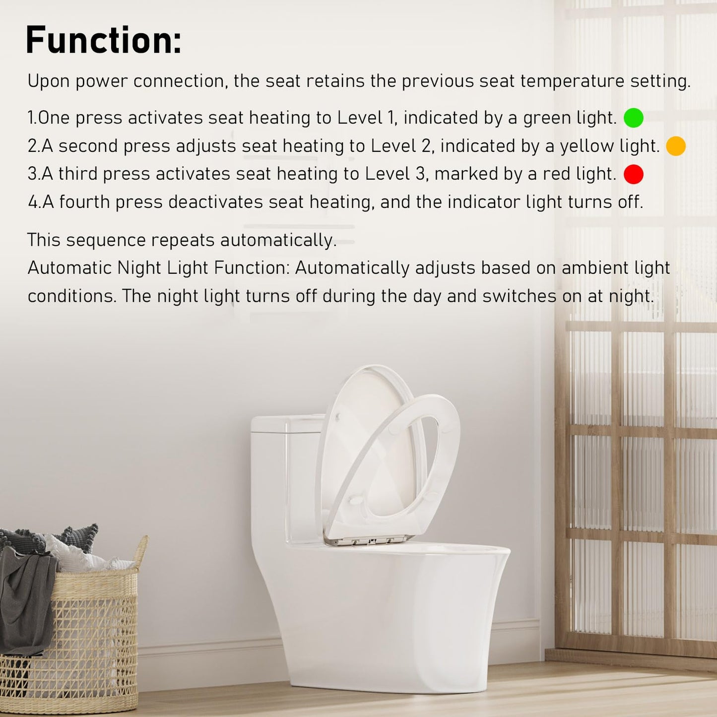 iliD Heated Elongated Toilet Seat with Night Light