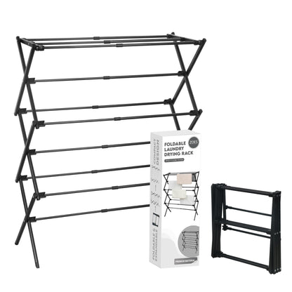 ZOES HOMEWARE Clothes Drying Rack | Foldable Drying Rack Clothing for Laundry | Small Collapsible Portable Dryers for Laundry | Use for Indoor & Outdoor | Black 37.5"x29"x12"