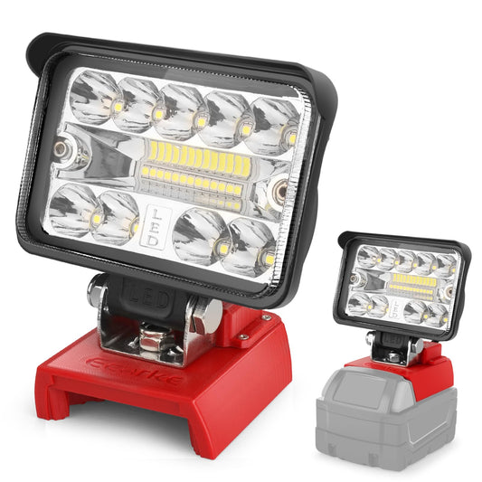 Ecarke LED Work Light 3D Printing Milwaukee Cordless M18 18V Battery/USB Outdoor with 110° Pivoting &Low Voltage Protection Plate,20W Cordless Handheld Work Light Flashlight Tools