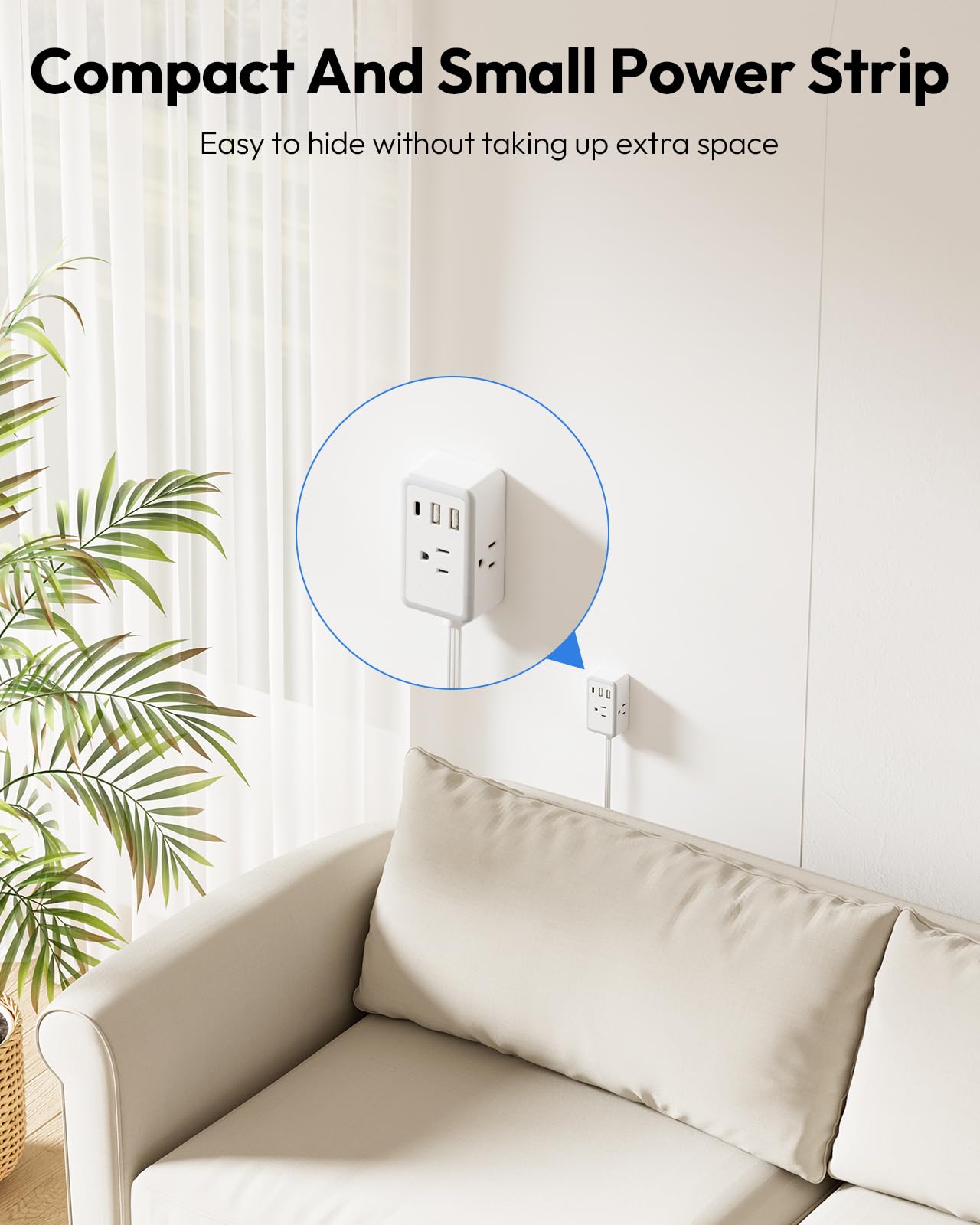 25ft NTONPOWER Flat Extension Cord with USB Ports
