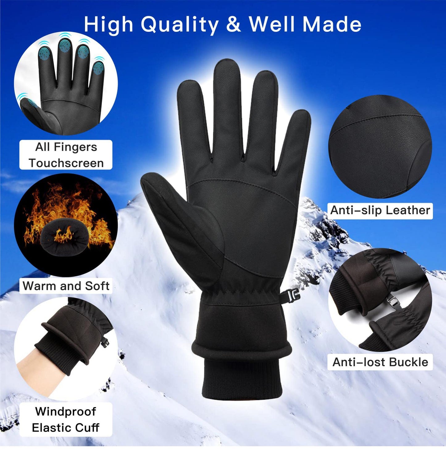 Winter Thermal Touchscreen Gloves for Outdoor Activities
