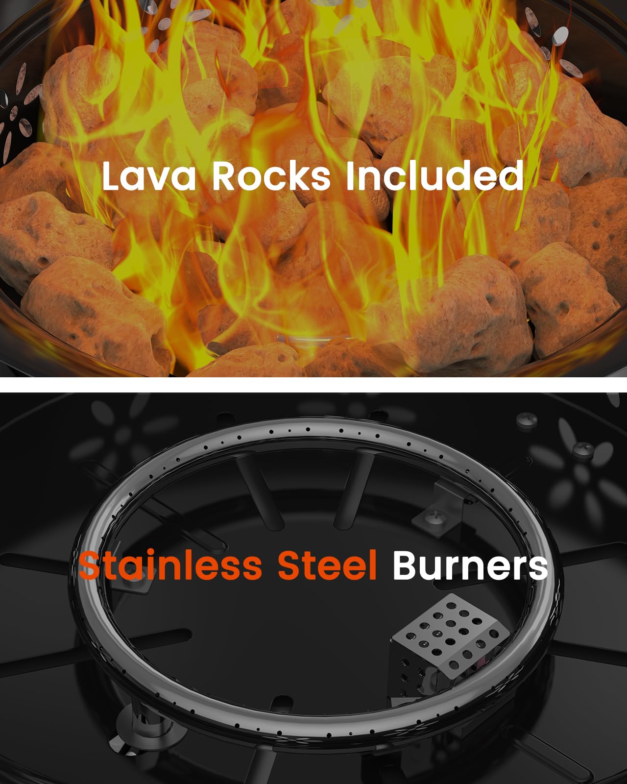19″ Propane Fire Pit with Grill Grate, 58,000 BTU