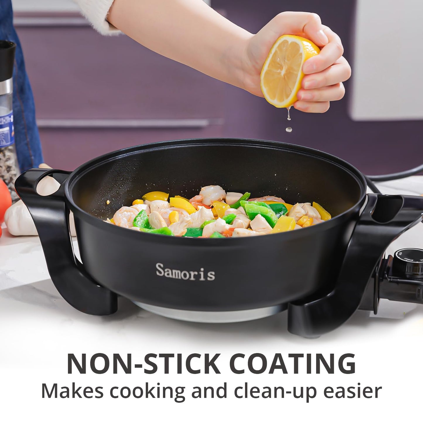 3 Quart Electric Skillet with Tempered Glass Lid
