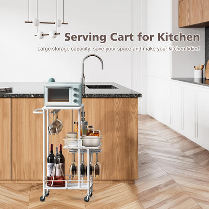 3-Tier Bar Cart with Wine & Glass Holders