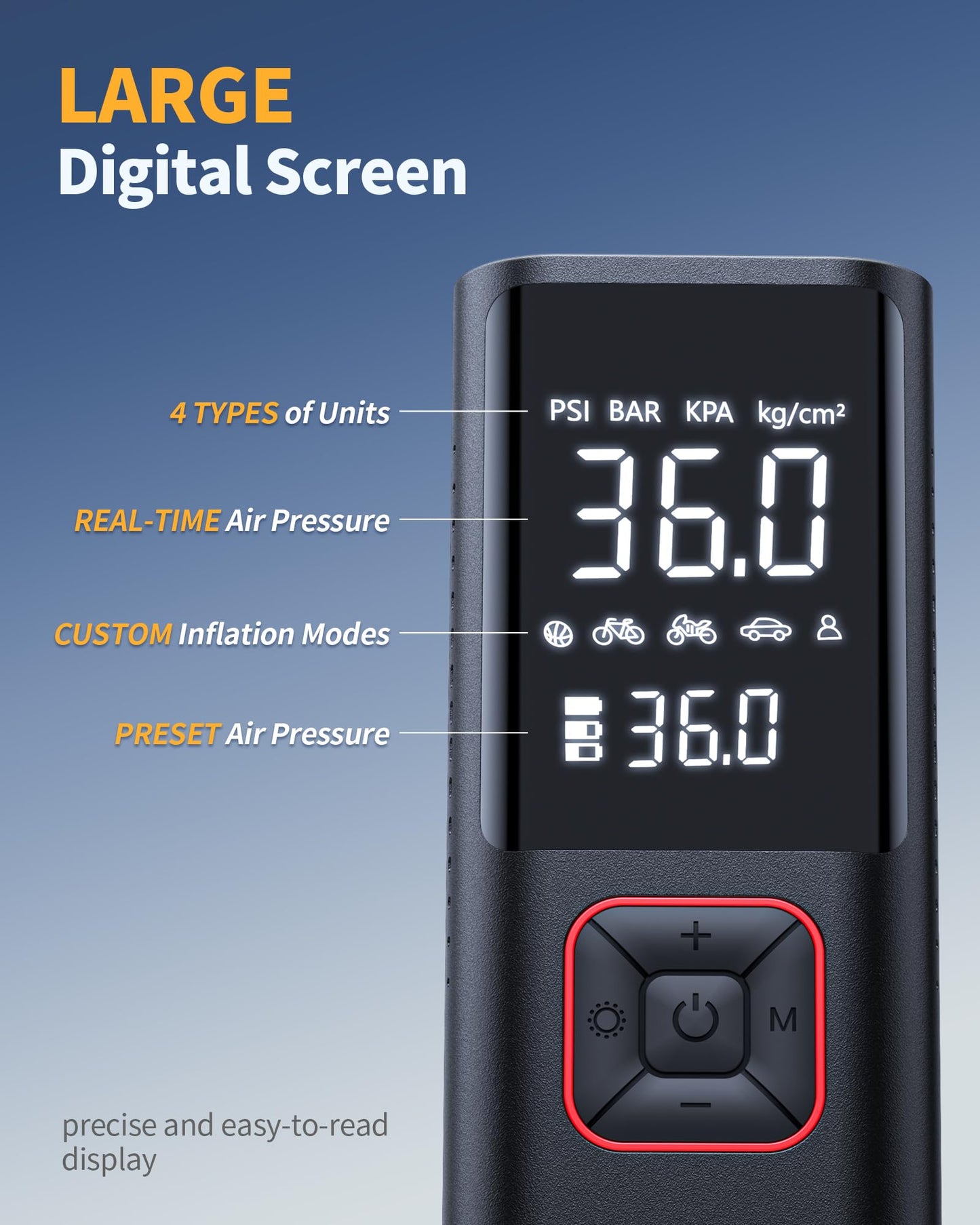 Powools Cordless Tire Inflator with LED Light