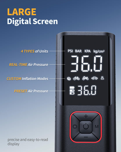 Powools Cordless Tire Inflator with LED Light