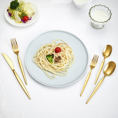 Rygten QU 40-piece Gold Silverware Set, Unique Design Stainless Steel Flatware Set, Cutlery Set Spoons And Forks Knives Set, Tableware Set Service For 8, Dishwasher Safe
