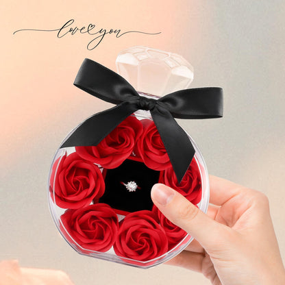 CECEIN Preserved Rose with Rings Gifts Birthstone Jewelry Artificial 7 Flower for Women Girlfriend Wife Mom Grandma Valentines Mothers Day Anniversary Birthday Unique Romantic Gifts