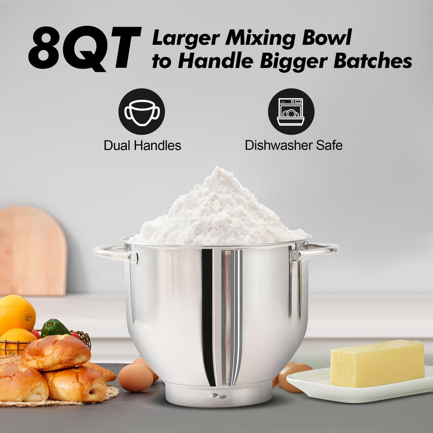 900W 8QT Aucma Stand Mixer with Attachments