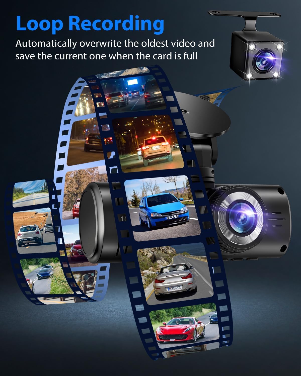 3 Channel Dash Cam with 32GB Card