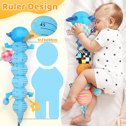 Baby Toys for 0-6 6-12 Months, Plush Axolotl Toy with Crinkle and Rattles for Infant Newborn, Sensory Music Animal Stuffed Toy for 0 1 2 3 4 5 6+ Month, Tummy Time Toys Gifts for 0-3-6-12 Months,Blue