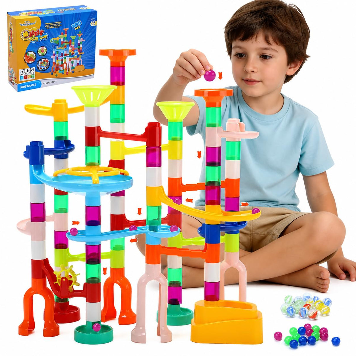 105 Piece Marble Run STEM Building Toy Set