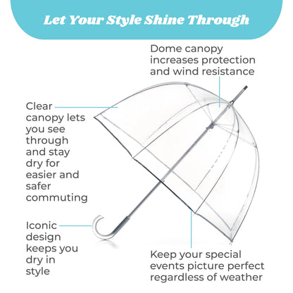 totes Clear Dome Umbrella for Wind & Rain