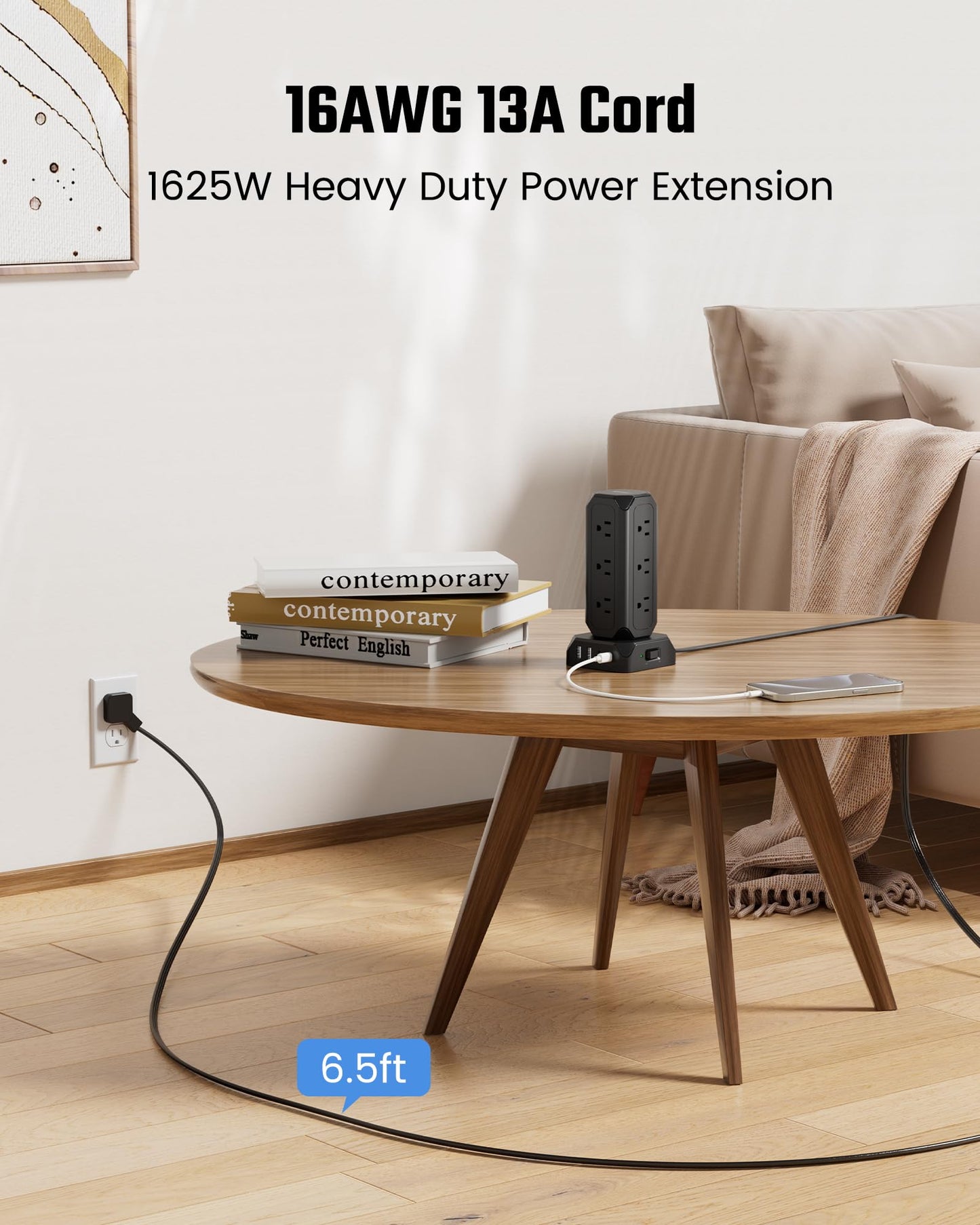 12-Outlets Power Strip Tower with USB Charging