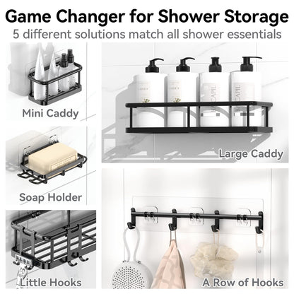 6-Pack YASONIC Shower Caddy with Hooks & Holder