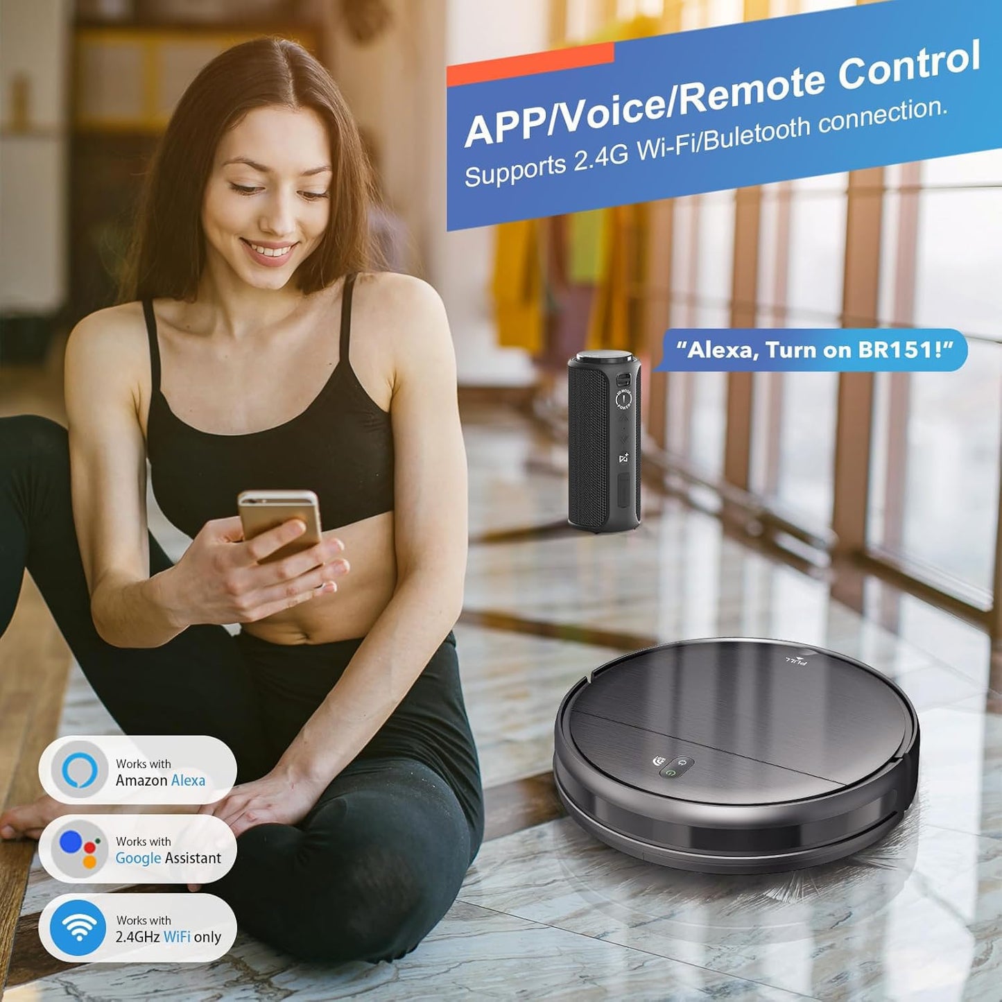 MAMNV Robot Vacuum Mop Combo with WiFi