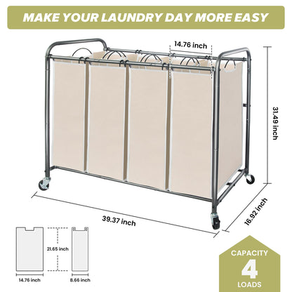 Laundry Sorter Hamper with Wheels by STORAGEIDEAS