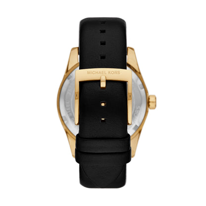 Michael Kors Gold Stainless Steel Leather Band Watch