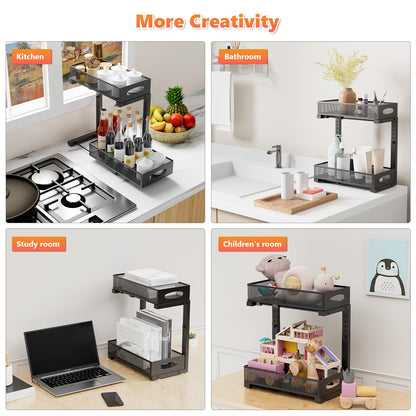 2-Tier Undersink Organizer with Pull-Out Drawers