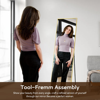 Gold Full Length Mirror 55"x15" for Wall