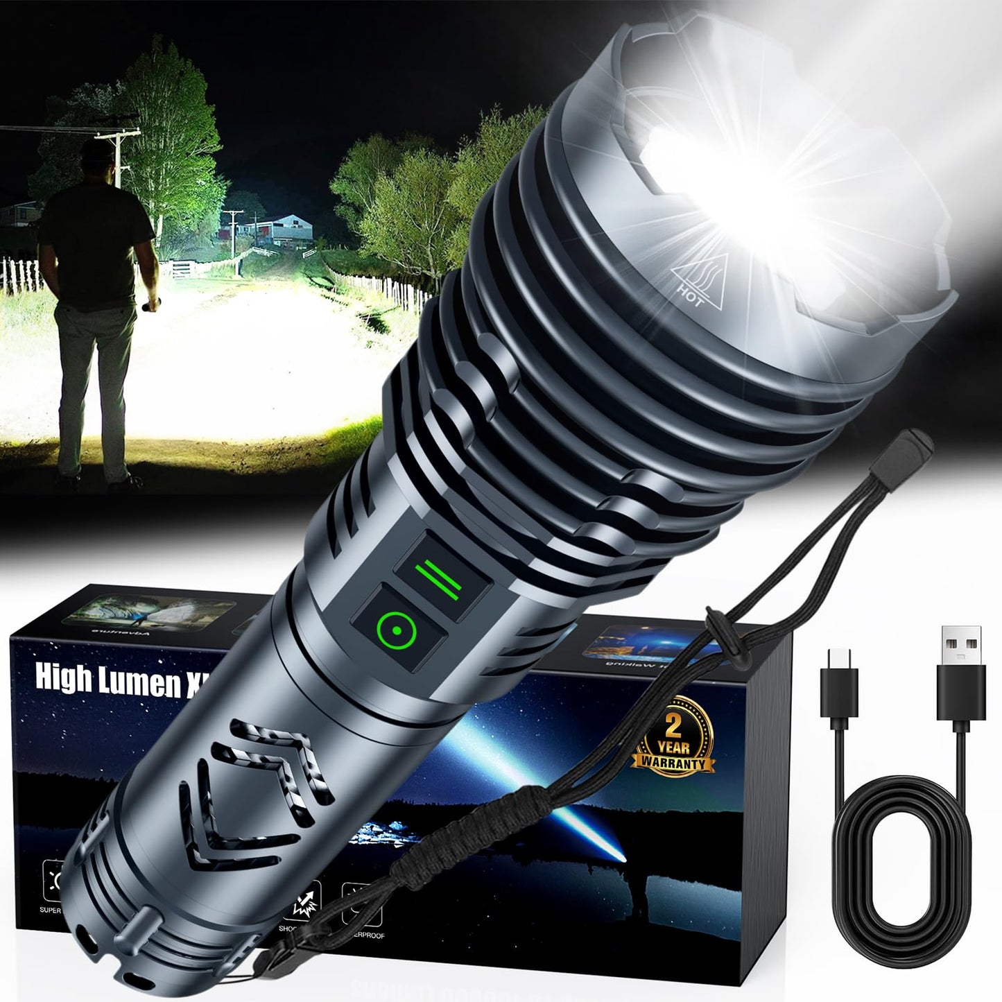 Super Bright 1500000 Lumens Waterproof Flashlight