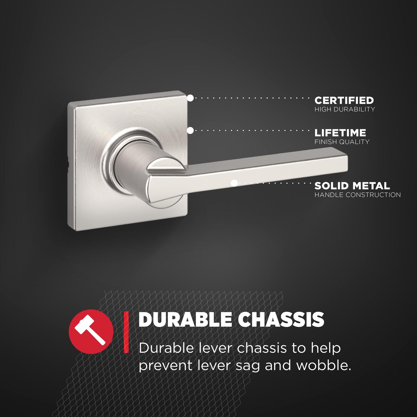 Kwikset Casey Satin Nickel Passage Door Lever