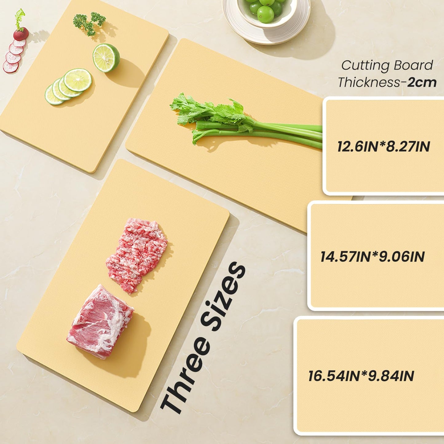 2-Piece Thick Cutting Board Set with Anti-Slip