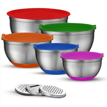 Set of 5 Stainless Steel Mixing Bowls Set with Lids