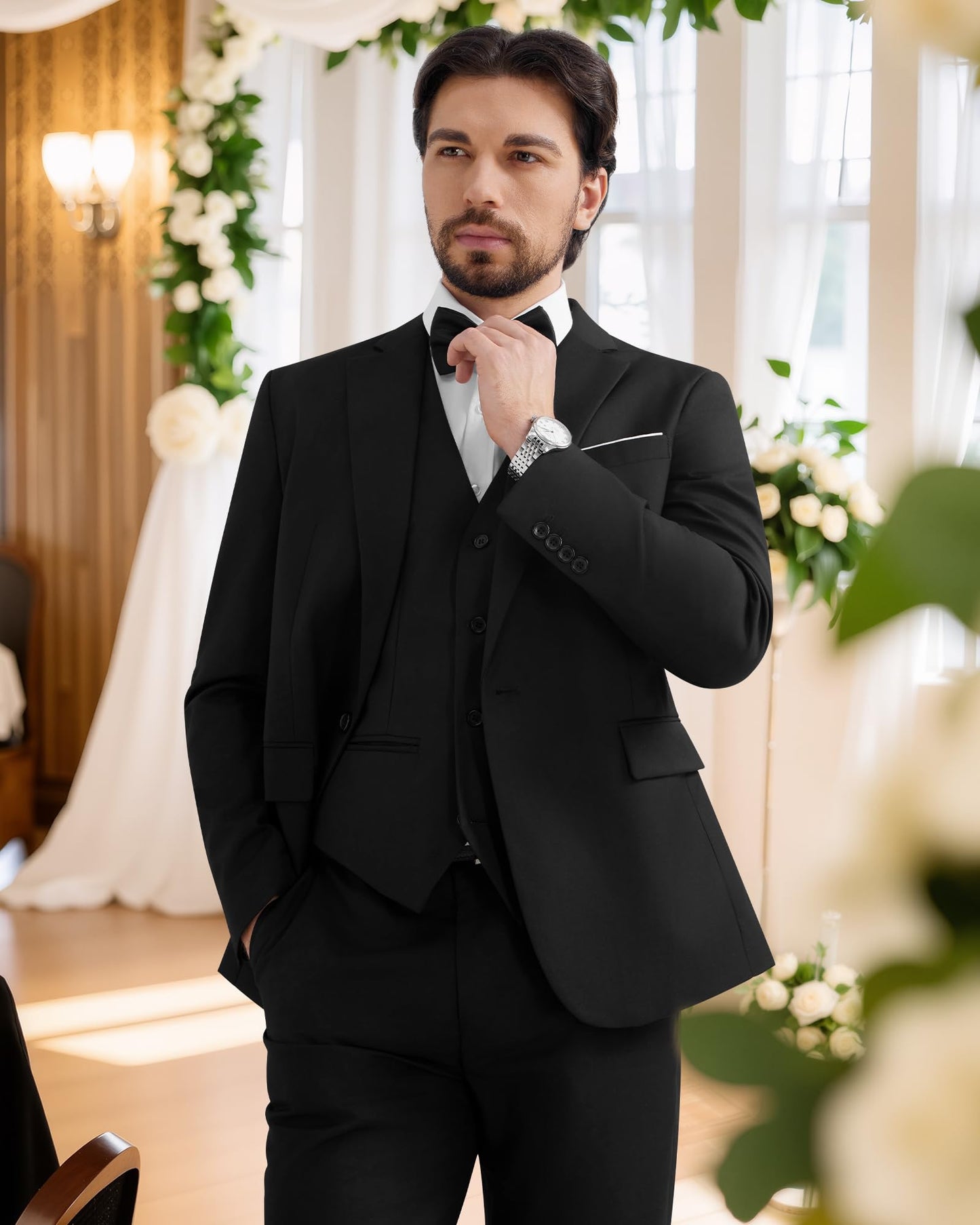 MAGE MALE Men's Slim Fit 3-Piece Suit Set