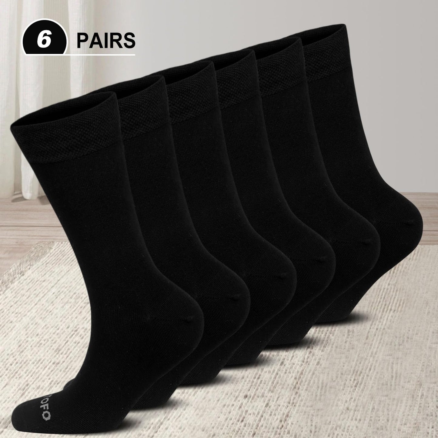 ZAKASA Men's Dress Socks: Mens Calf Socks Classic Dress Socks for Men Moisture Wicking Soft - 6 Pairs