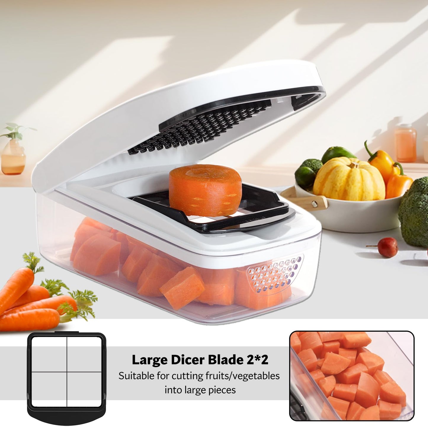 KITIDEA Vegetable Chopper with Container and Dicer