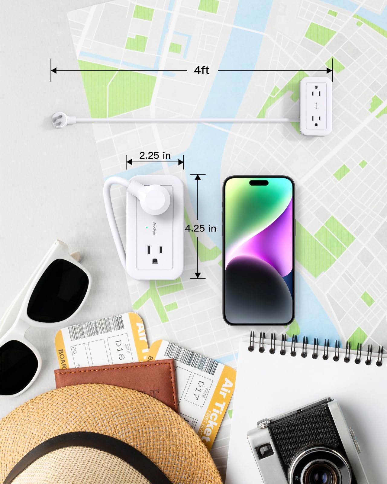 Travel Power Strip with USB Ports by Addtam