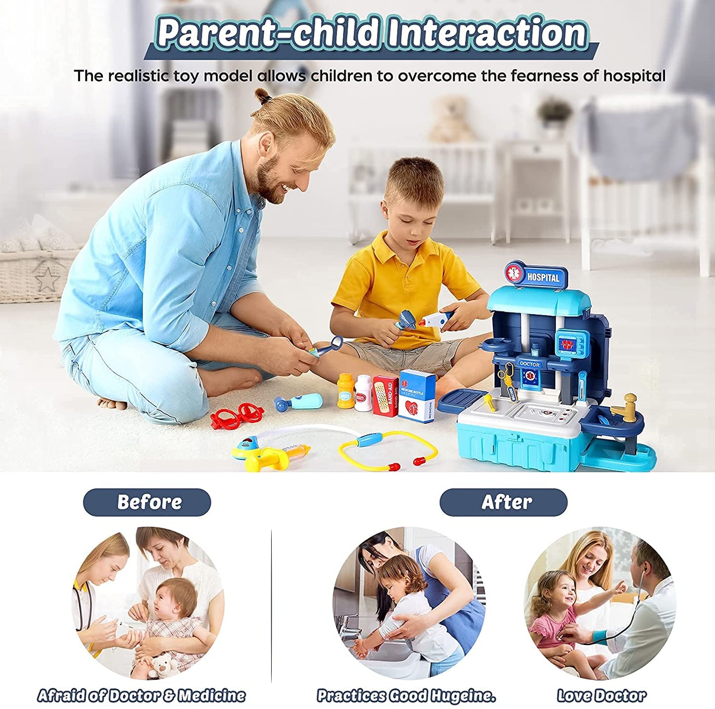 Toy Doctor Kit for Kids: Pretend Play Kids Doctor Set with Electronic Stethoscope Dress Up Doctor Costume Carrying Storage Case - Role Play Toys Medical Kit for Toddlers Boys Girls