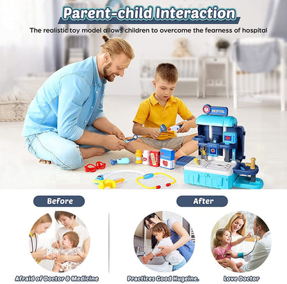 Toy Doctor Kit for Kids: Pretend Play Kids Doctor Set with Electronic Stethoscope Dress Up Doctor Costume Carrying Storage Case - Role Play Toys Medical Kit for Toddlers Boys Girls