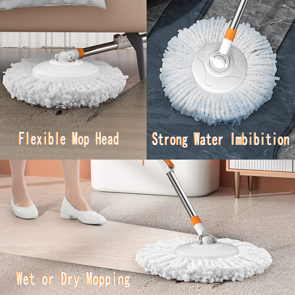 Spin Mop Bucket with Wringer System and Refills