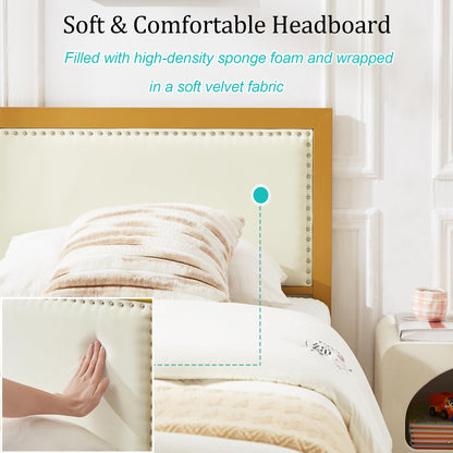 Twin Size Bed Frame with Upholstered Headboard