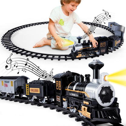 UPDATE: NOW $9.99! iHaHa Electric Train Set for Kids, Battery-Powered Train Toys Include Locomotive Engine, 3 Cars and 10 Tracks, Classic Toy Train Set Halloween Birthday for 3 4 5 6 Years Old Boys Girls