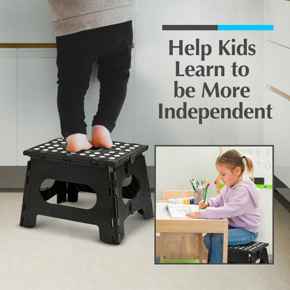 Handy Laundry - Folding Step Stool is Sturdy Enough to Support Adults and Safe Enough for Kids. Opens Easy with One Flip. Great for Kitchen, Bathroom or Bedroom. (Black)