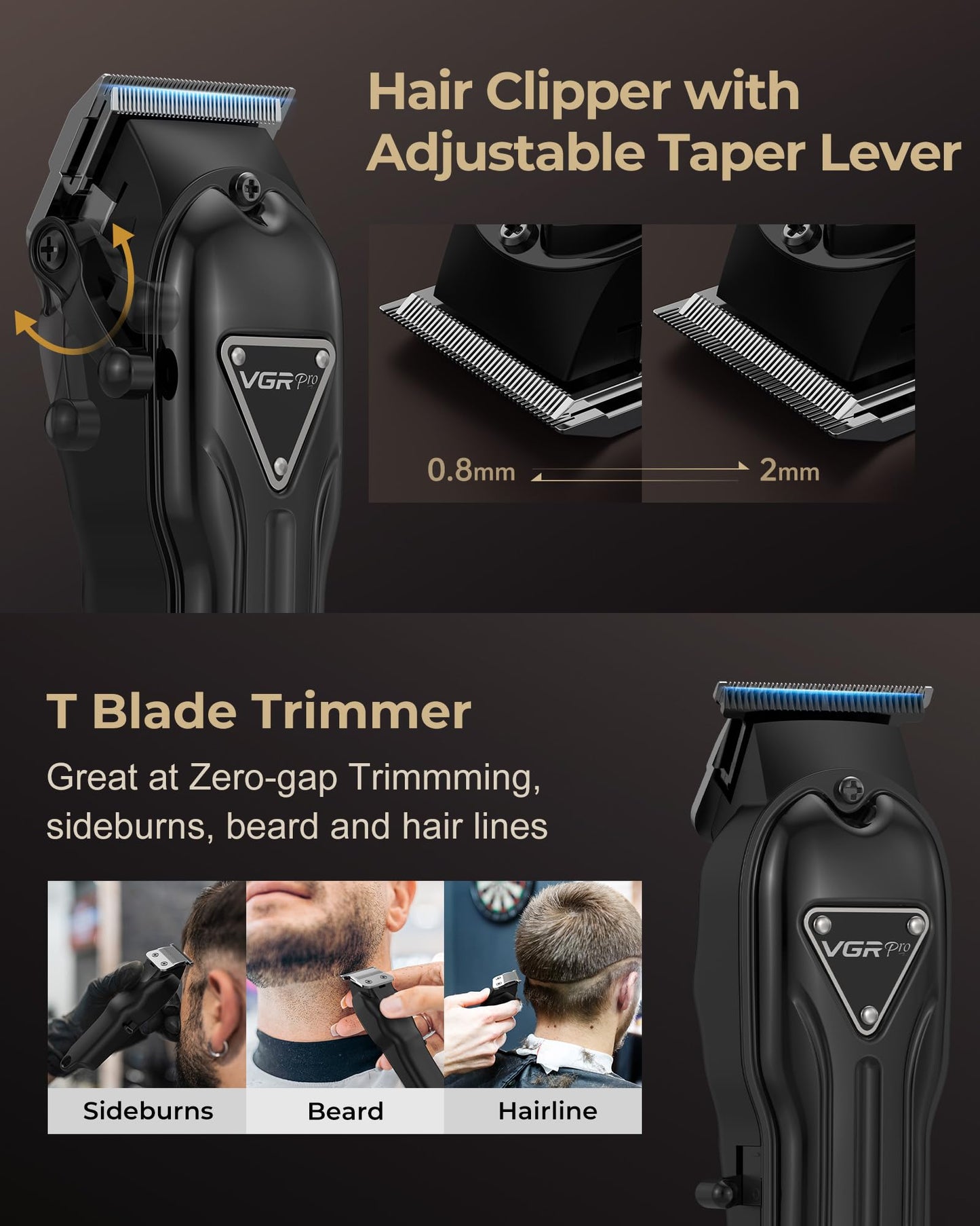 VGRPRO Men's Cordless Clipper and Trimmer Set