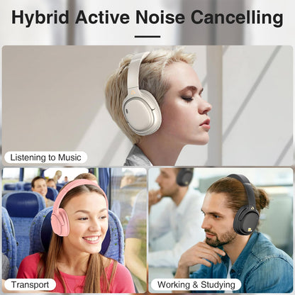 Ankbit E700 LDAC Wireless Headphones with Hybrid Active Noise Cancelling, Bluetooth 5.1 Headphones for Hi-Res Wireless Audio, aptX HD & Low Latency Over Ear Headphones, Clear Calls, 60H Playtime